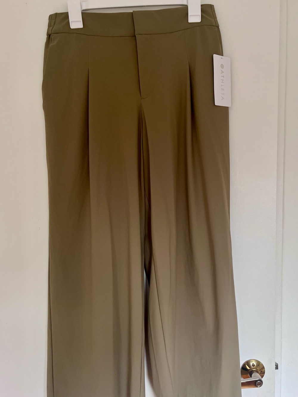 NWT Athleta Khaki/Tan Wide-Leg Track Pants